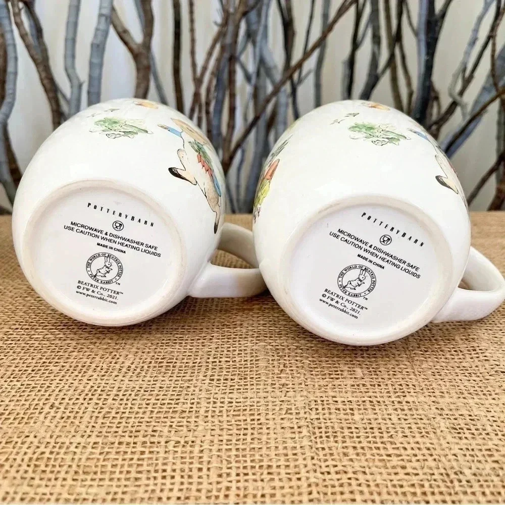 Pottery Barn Two Peter Rabbit Beatrix Potter Mugs (2)
